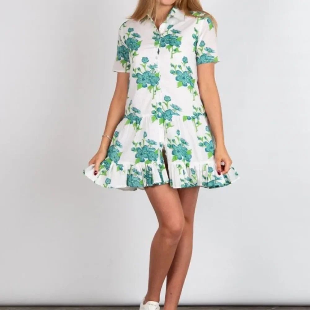 Victoria Dunn Sullivan Swing Short Sleeve Tiered Hem Cotton Shirt Dress